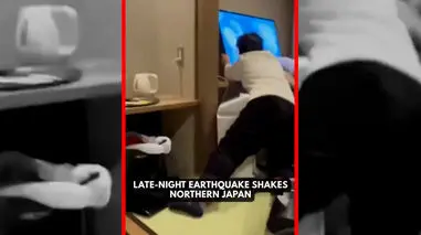 فیلم تلاش برای جلوگیری از سقوط تلویزیون در زلزله ژاپن