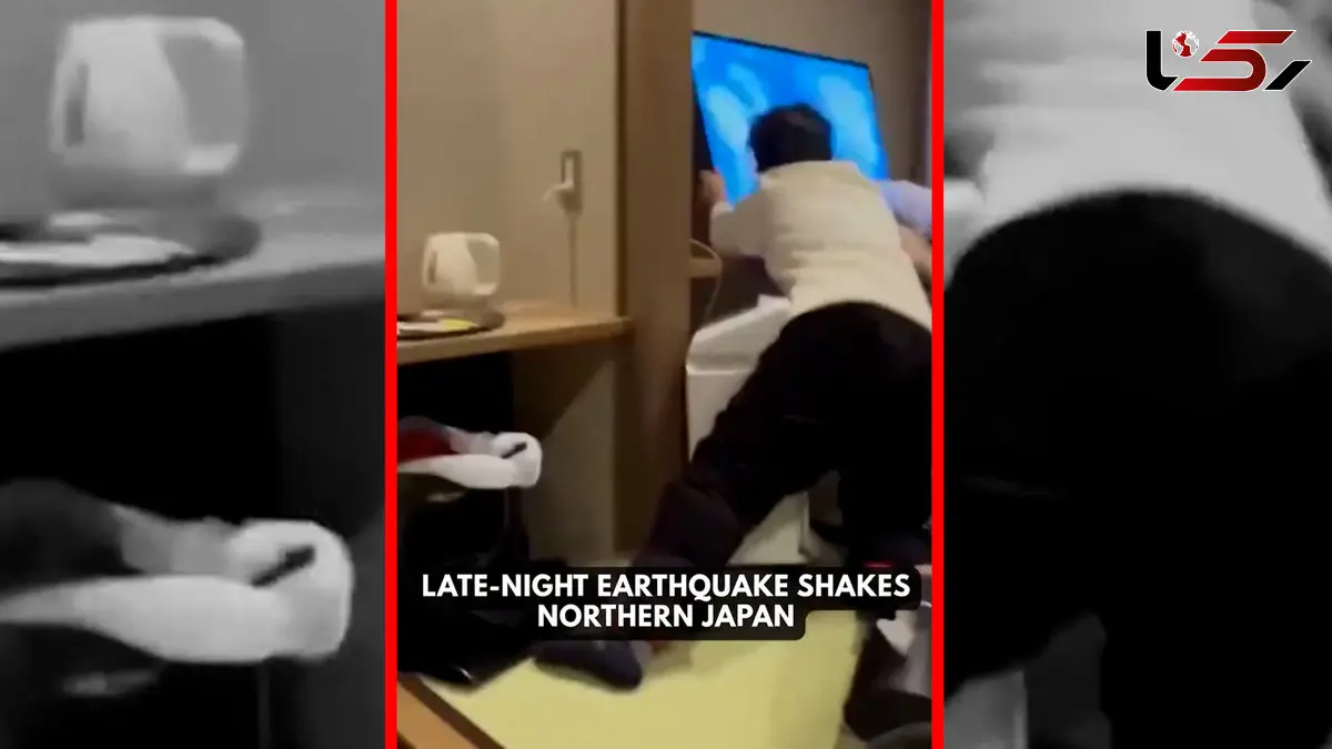 فیلم تلاش برای جلوگیری از سقوط تلویزیون در زلزله ژاپن