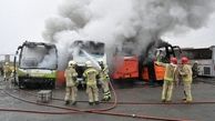 آتش گرفتن 4 دستگاه اتوبوس در جاده خاوران +عکس