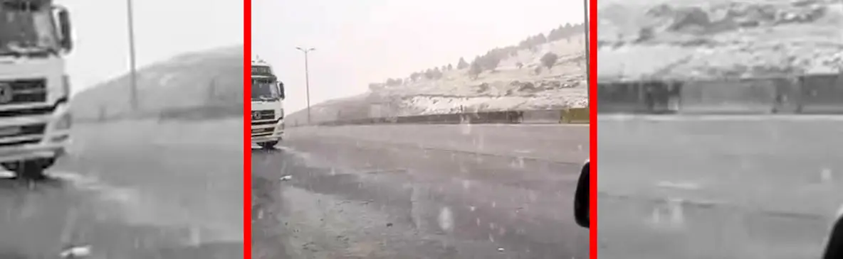 فیلم بارش برف شدید در گردنه بیدسرخ کنگاور