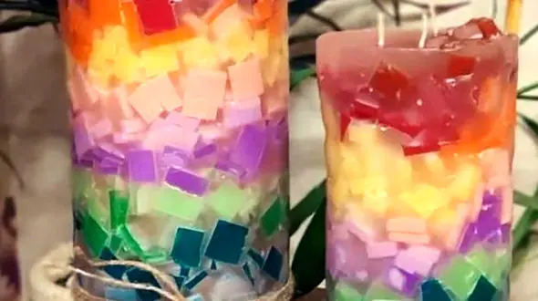 ببینید/ طرز ساخت شمع خرده شیشه ای + فیلم