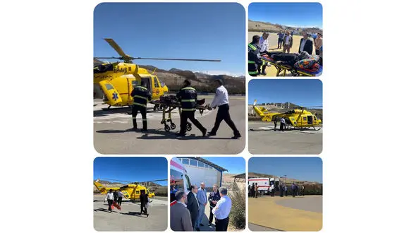 لحظه انتقال زن بیمار با اورژانس هوایی از پردیس + فیلم