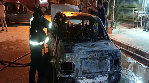 پراید در پمپ گاز خرم آباد شعله ور شد + عکس 