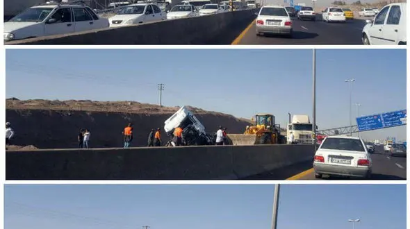 عکس عجیب از سقوط تابلوی مسیریاب آزادراه تهران  ساوه / علت چه بود؟ / همه شوکه شدند