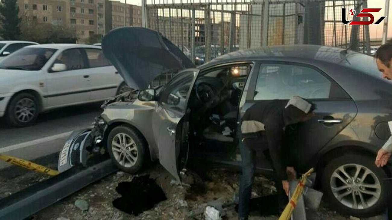 تصادف زنجیره ای خودروی سرقتی با 3 ماشین در کرج / سارق گریخت