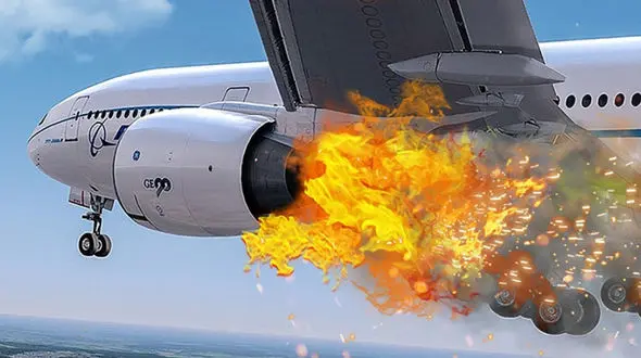 ببینید / اولین تصاویر از لحظه آتش گرفتن موتور هواپیمای مسافربری آمریکایی؛ وحشت و ترس مسافرین