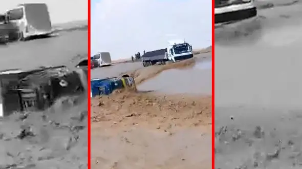 فیلم لحظه واژگونی کامیون در دشت بکوا