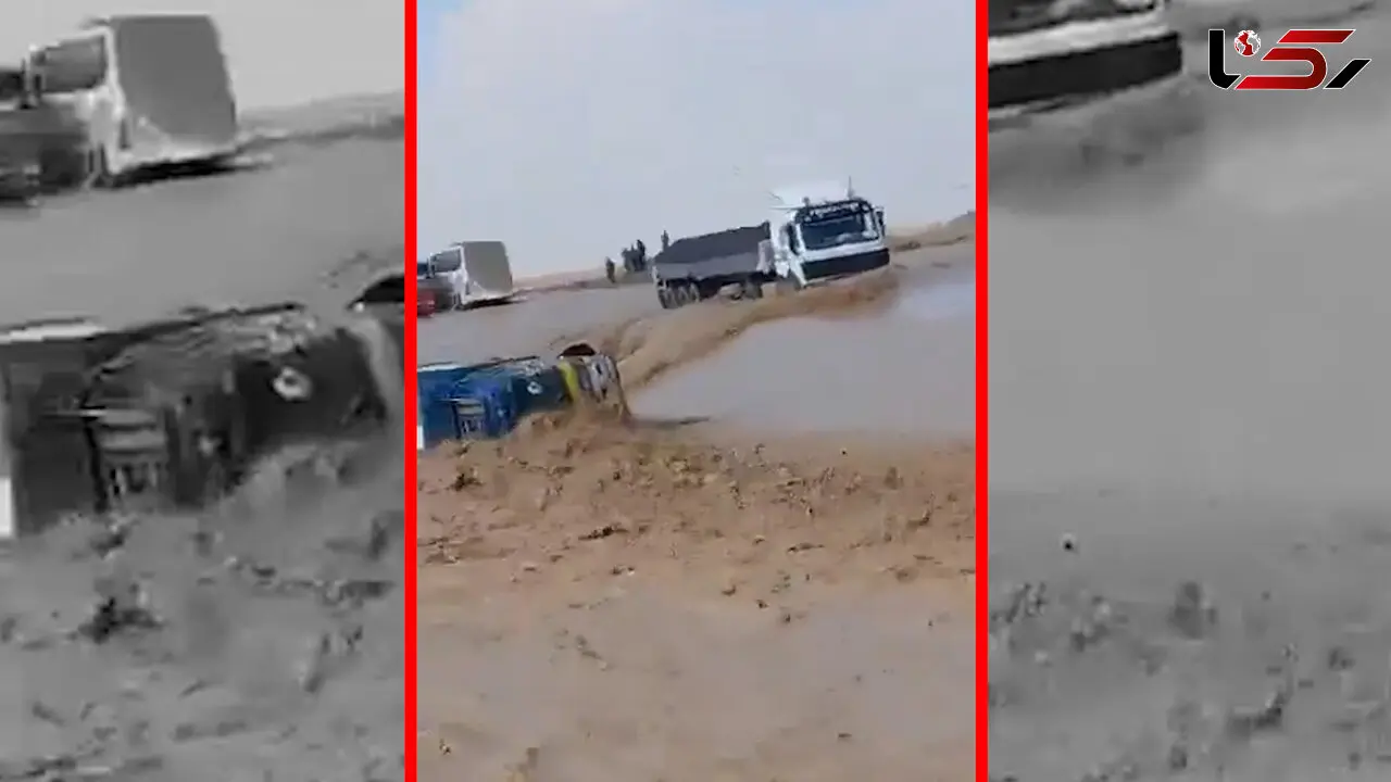 فیلم لحظه واژگونی کامیون در دشت بکوا