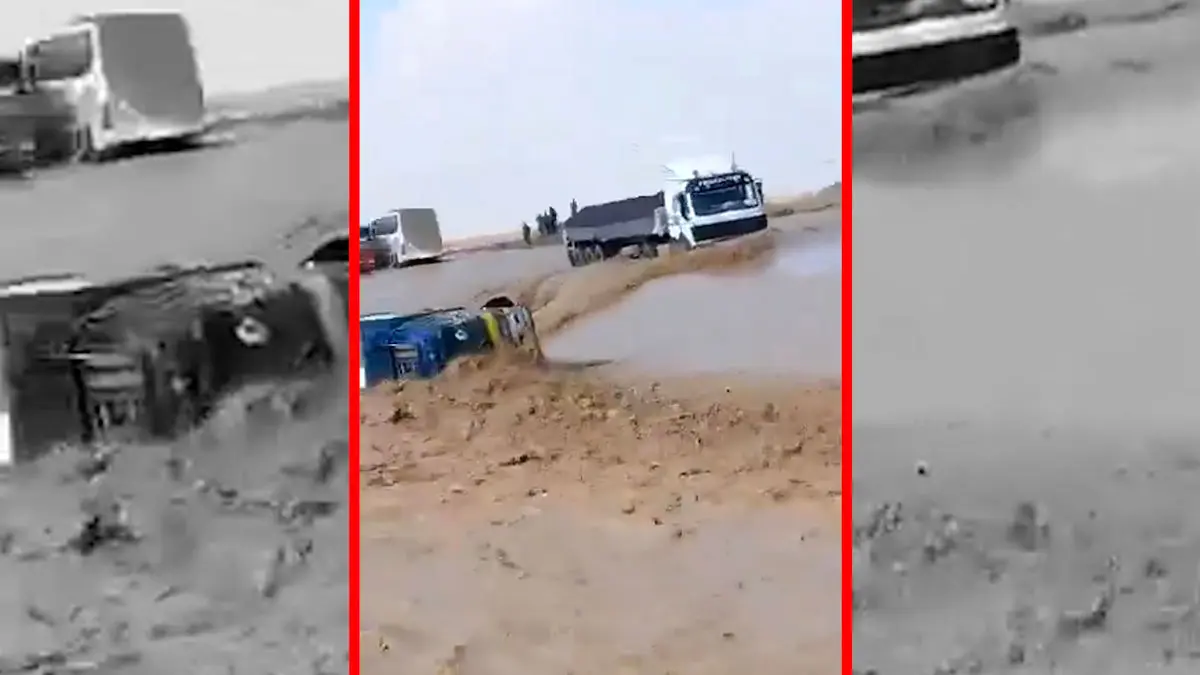 فیلم لحظه واژگونی کامیون در دشت بکوا