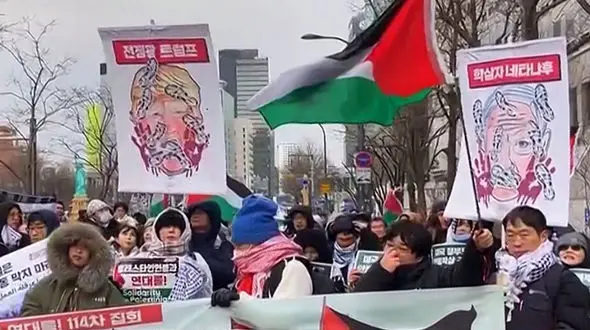 تظاهرات گسترده در کره جنوبی در حمایت از غزه و علیه سیاست‌های رژیم صهیونیستی