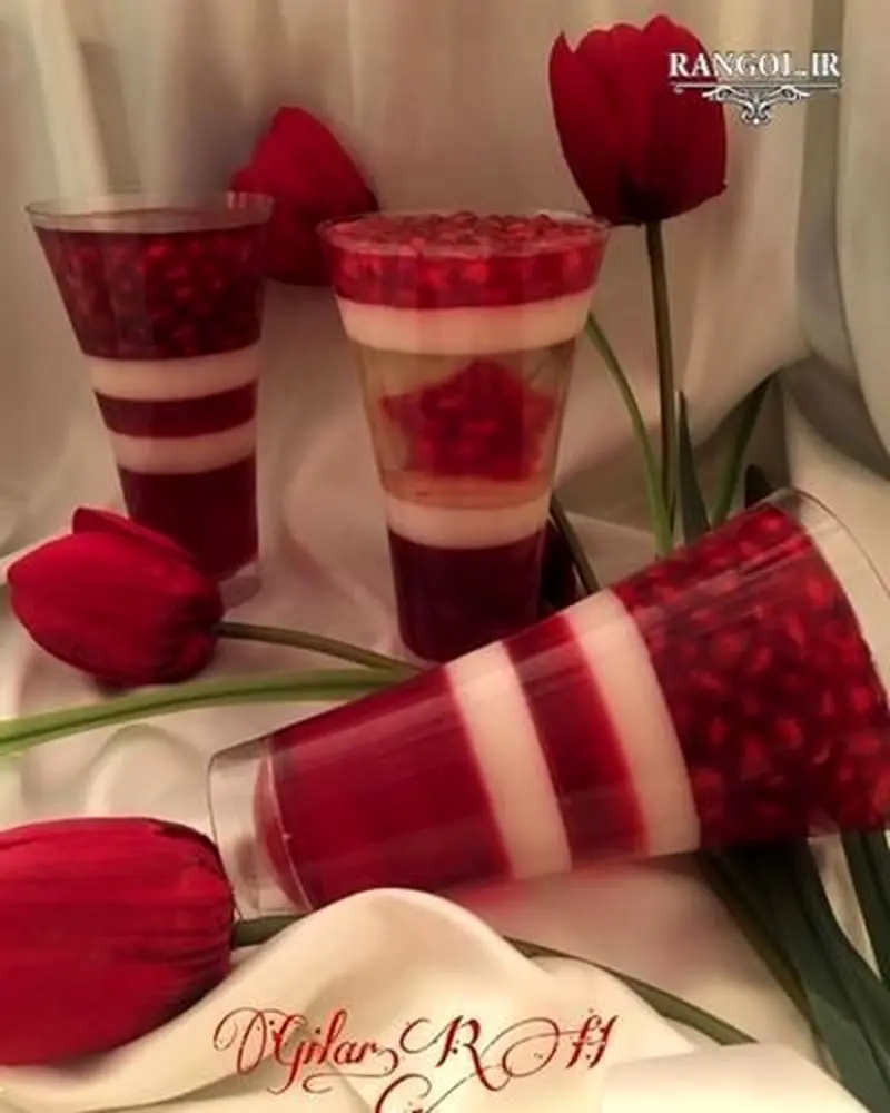 تزئین ژله شب یلدا | ایده‌های جذاب مخصوص دیزاین‌های لیوانی