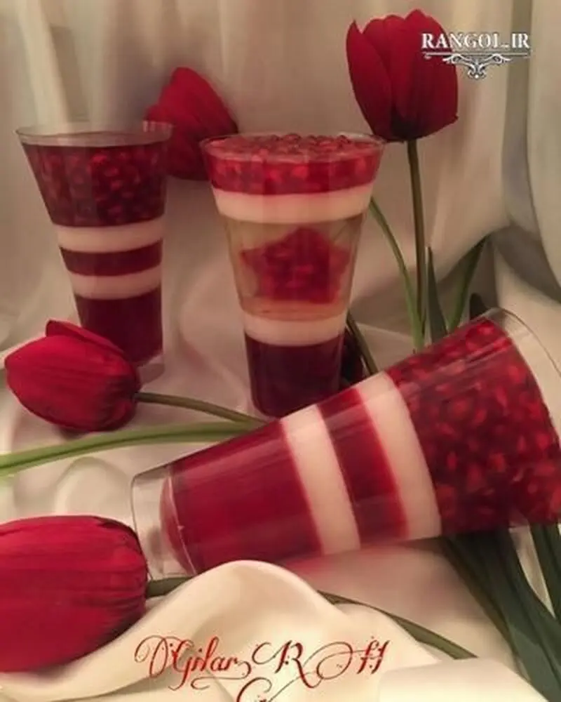 تزئین ژله شب یلدا | ایده‌های جذاب مخصوص دیزاین‌های لیوانی