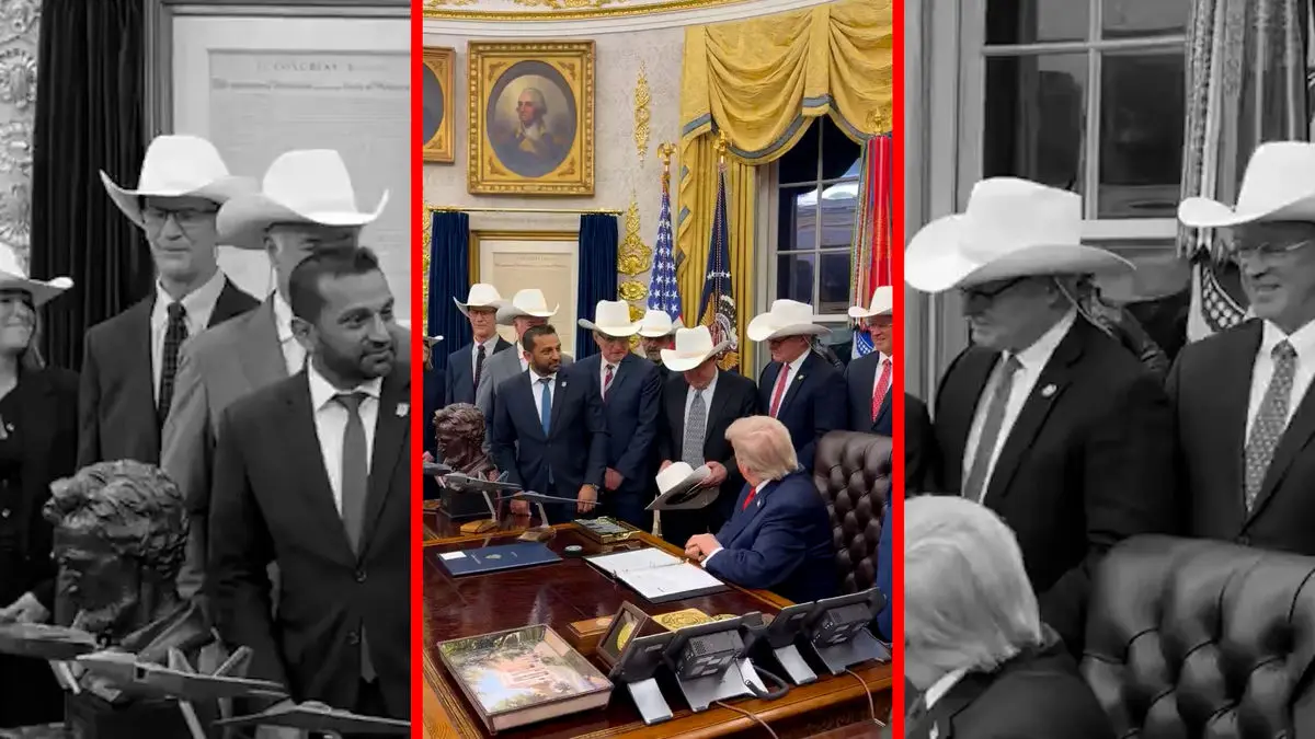 فیلم ترامپ با کلاه گاوچرانی المپیک ۱۹۸۰