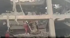 فیلم / لحظه نجات ۲ نفر از ساختمان مورد اصابت موشک دشمنان در محله رسالت تهران