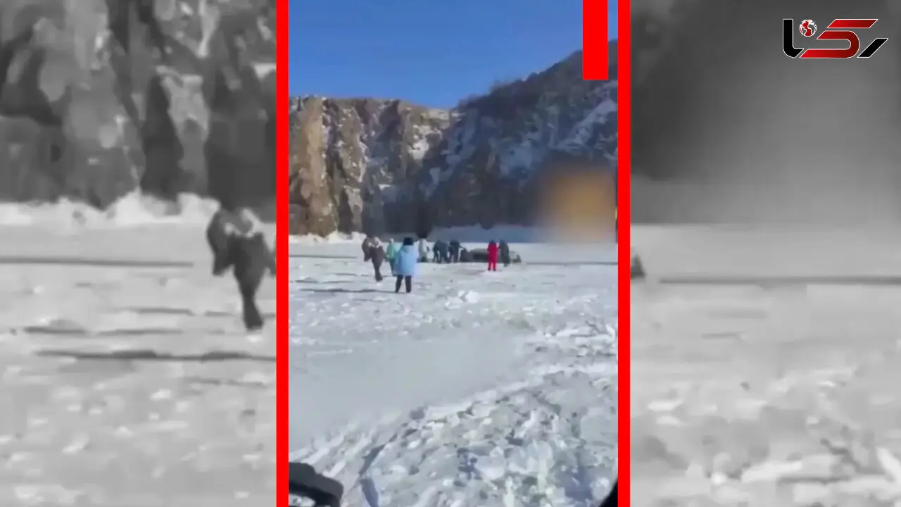 فیلم سقوط مرگبار خودرو در دریاچه یخ زده بایکال