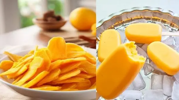 فیلم و عکس / آموزش درست کردن بستنی انبه در خانه + ترفندهای طلایی برای گرفتن پوست انبه و تهیه چیپس انبه