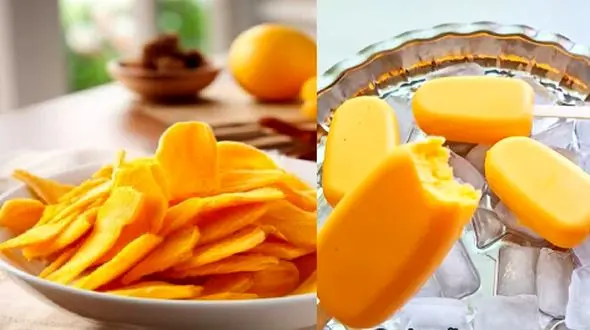 فیلم و عکس / آموزش درست کردن بستنی انبه در خانه + ترفندهای طلایی برای گرفتن پوست انبه و تهیه چیپس انبه