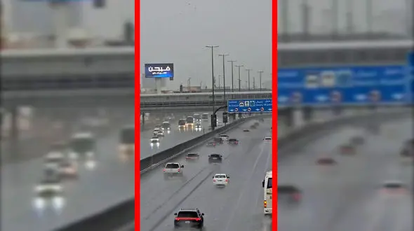 فیلم خوشحالی مردم دبی از بارش شدید باران