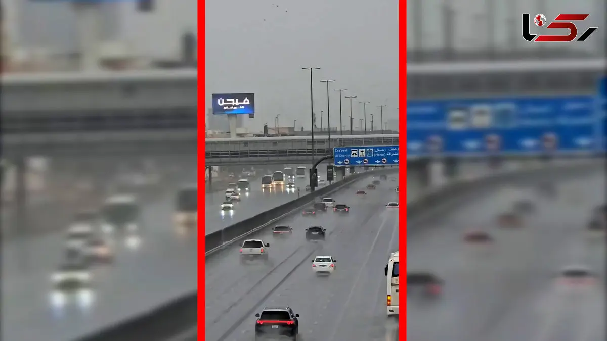 فیلم خوشحالی مردم دبی از بارش شدید باران