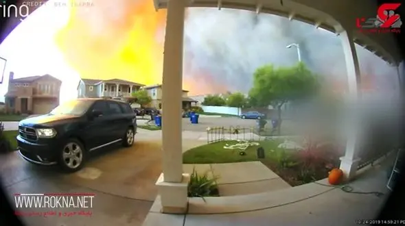 لحظه فرار خانواده ای از آتش سوزی در کالیفرنیای آمریکا+فیلم
