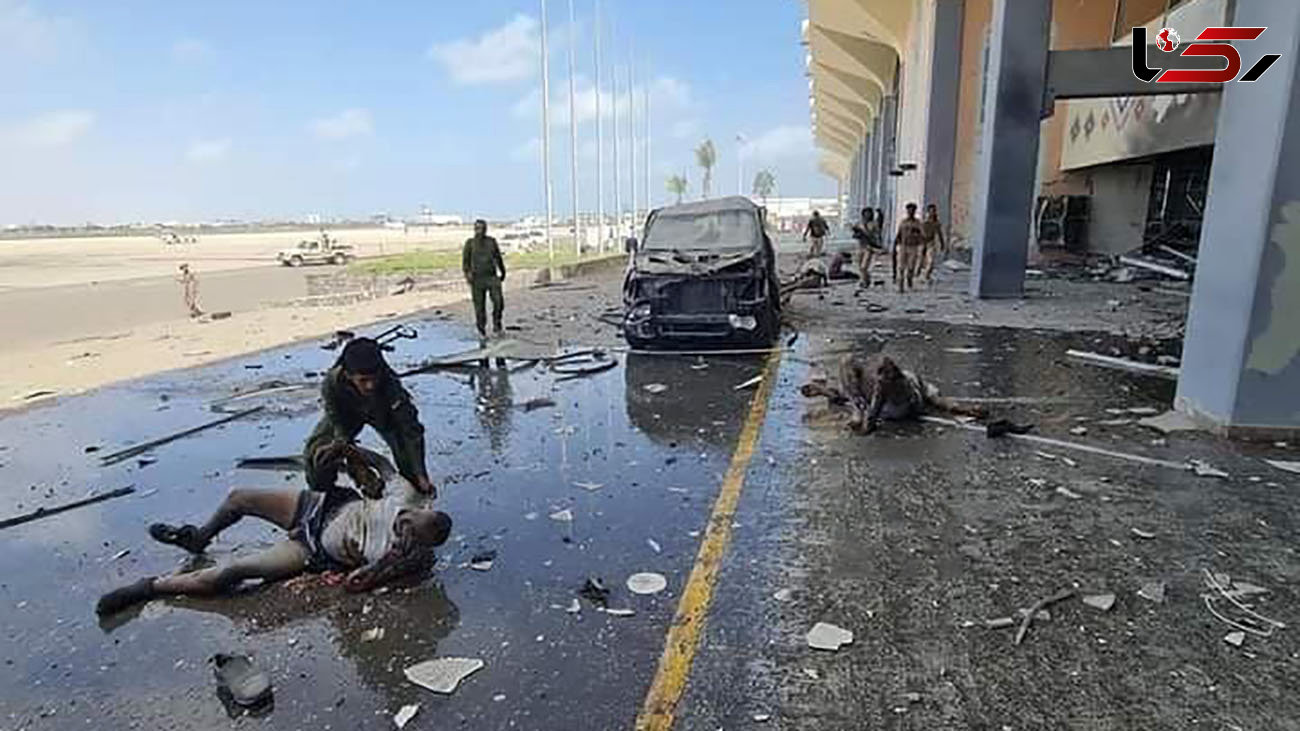  انفجار در فرودگاه عدن یمن / عکس جنازه های سوخته + فیلم لحظه انفجار