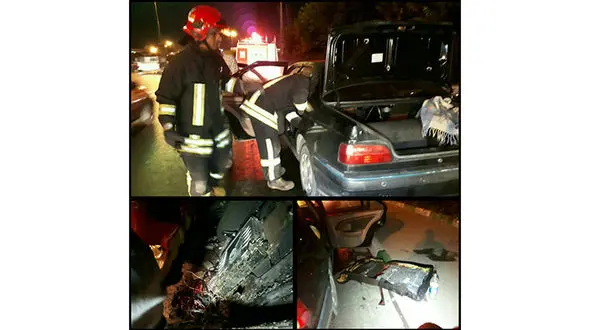  آتش سوزی خطرناک  پژو در خیابان های  مشهد+ عکس