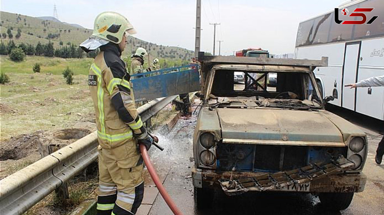  نشت مواد شیمیایی خطرناک پس از آتش گرفتن نیسان + تصاویر 
