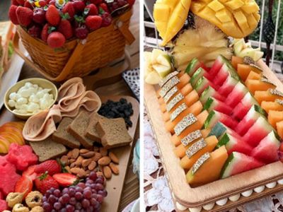 میوه‌ آرایی حرفه‌ ای با میوه‌ های تابستانی برای میز مهمانی