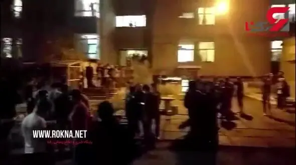 خوابگاه شهید همت دانشگاه علامه لحظاتی بعد از زمین لرزه تهران +فیلم
