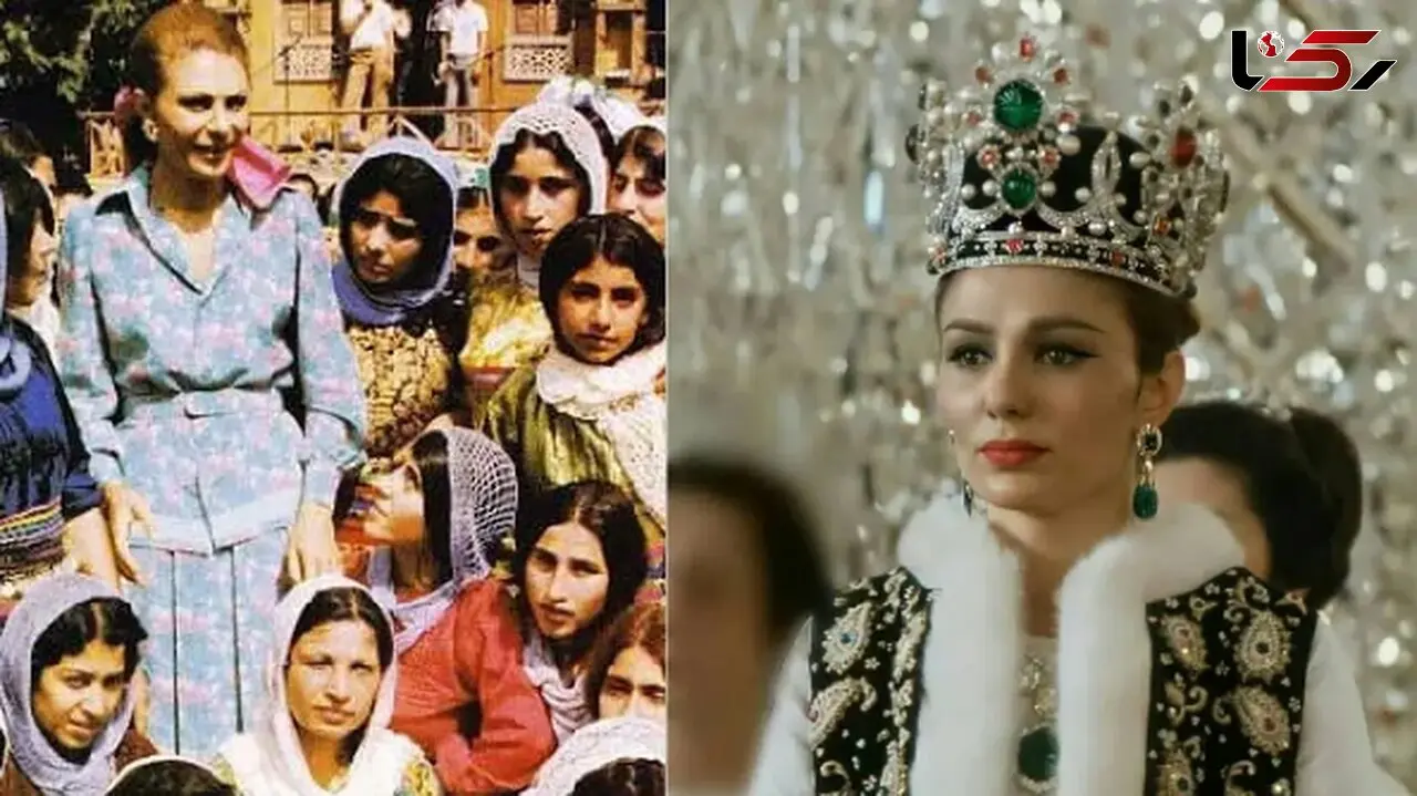 عکس سفر نوروزی فرح پهلوی به گیلان تبخترانه /  با لباس گل گلی میان زنان لاهیجانی