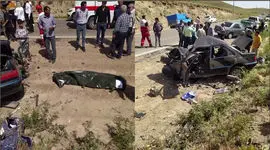 شاخ به شاخ سواری هیوندا با پژوپارس در جاده کرمان / ببینید چه بر سر خودرو ایرانی آمد