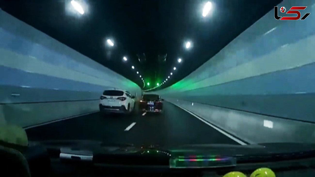 عاقبت هولناک کورس 2 خودرو در تونل + فیلم