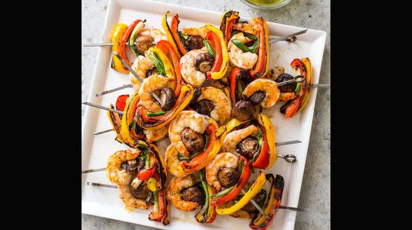 میگو و سبزیجات کبابی + طرز تهیه 