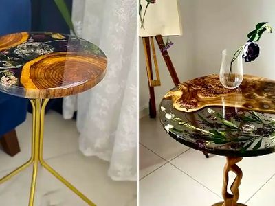 میز عسلی رزینی و چوبی؛ طراحی‌ های لوکس برای دکوراسیون داخلی