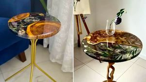 میز عسلی رزینی و چوبی؛ طراحی‌ های لوکس برای دکوراسیون داخلی