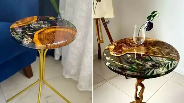 میز عسلی رزینی و چوبی؛ طراحی‌ های لوکس برای دکوراسیون داخلی