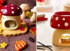 دکوراسیون گرم با وارمر شمع سرامیکی قارچ؛ 15 مدل فانتزی زیبا