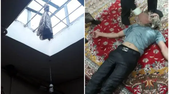عکس 16+ / نجات مرد گلستانی از بالای دار در خانه اش