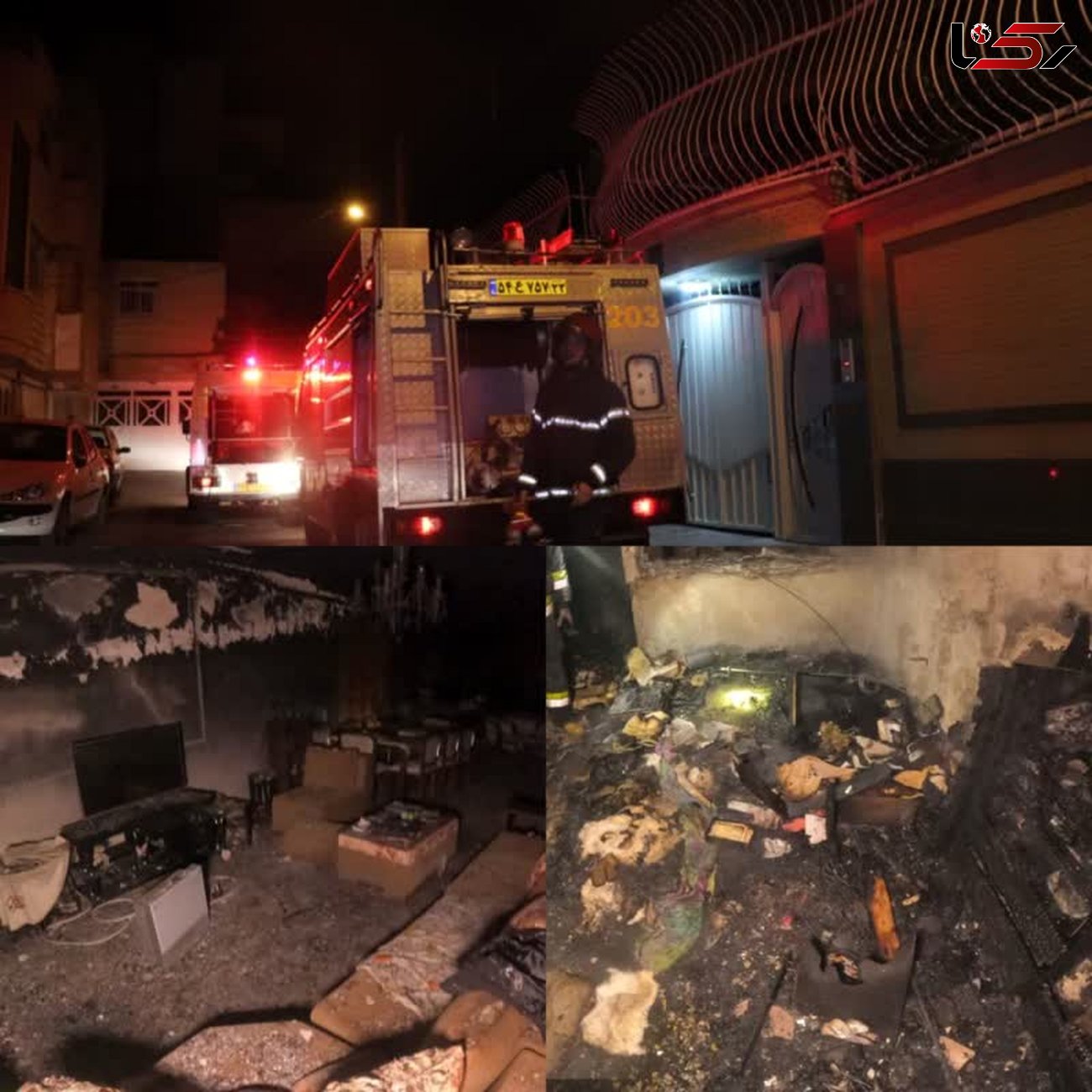 آتش سوزی هولناک یک ساختمان در اصفهان / اهالی خانه میان دود و آتش حبس شدند + عکس