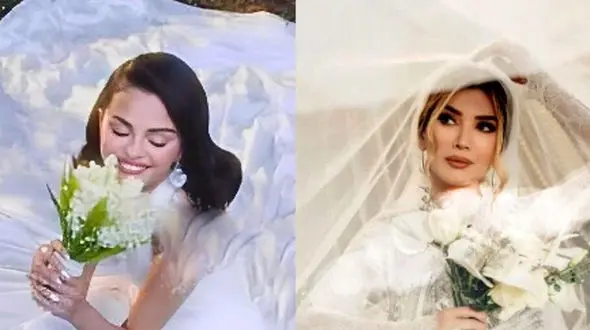 عکس ها / مقایسه جذاب  لباس عروس سلنا گومز با لباس عروس متین ستوده و آرزو همسر محمد نادری / هر سه  پاییز امسال عروسی کردند ...