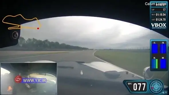 فیلم وحشتناک از لحظه آتش گرفتن خودرو در مسابقات اتومبیل رانی