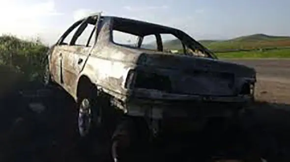 زنده زنده سوختن راننده ازنایی در تصادف 2 خودرو 