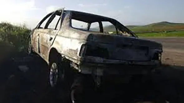 زنده زنده سوختن راننده ازنایی در تصادف 2 خودرو 