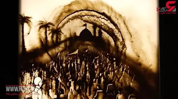 نقاشی با شن فاطمه عبادی از پیاده‌روی روز اربعین+فیلم