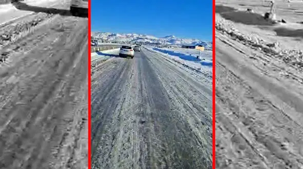 فیلم یخبندان شدید در مسیر کرمانشاه به سنندج