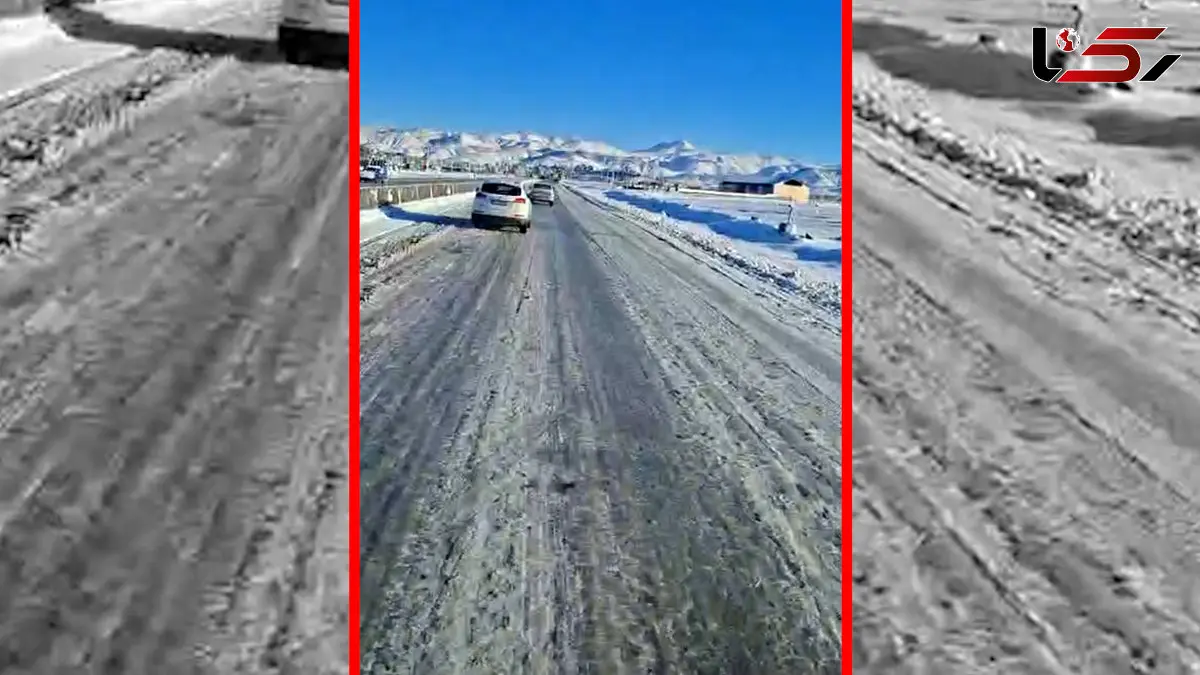 فیلم یخبندان شدید در مسیر کرمانشاه به سنندج