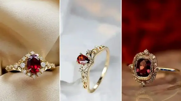 هدیه‌ ای شگفت‌ انگیز / انگشتر نگین قرمز زنانه طلا و 15 مدل جذاب