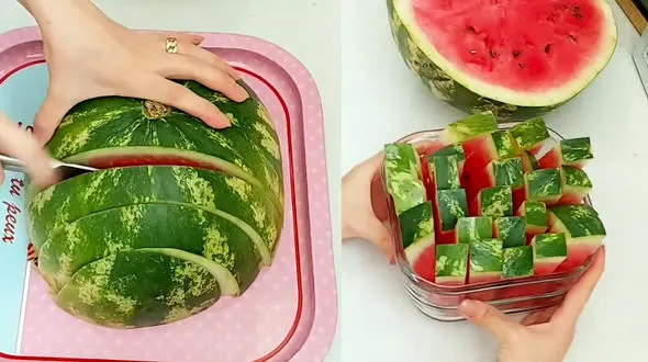 برش زدن هندوانه به روشی متفاوت + فیلم