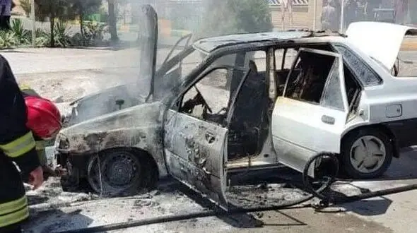 راننده پراید زنده زند سوخت