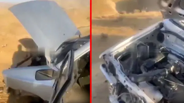 کامیون دو سرنشین پراید را له کرد ! + عکس ها